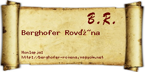 Berghofer Rovéna névjegykártya